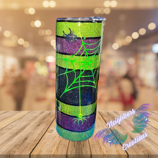 20 OZ Glittered Trick OR Treat Halloween Spider Themed Tumbler