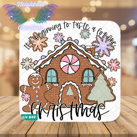 Cute Gingerbread Man With Home UV DTF Decal