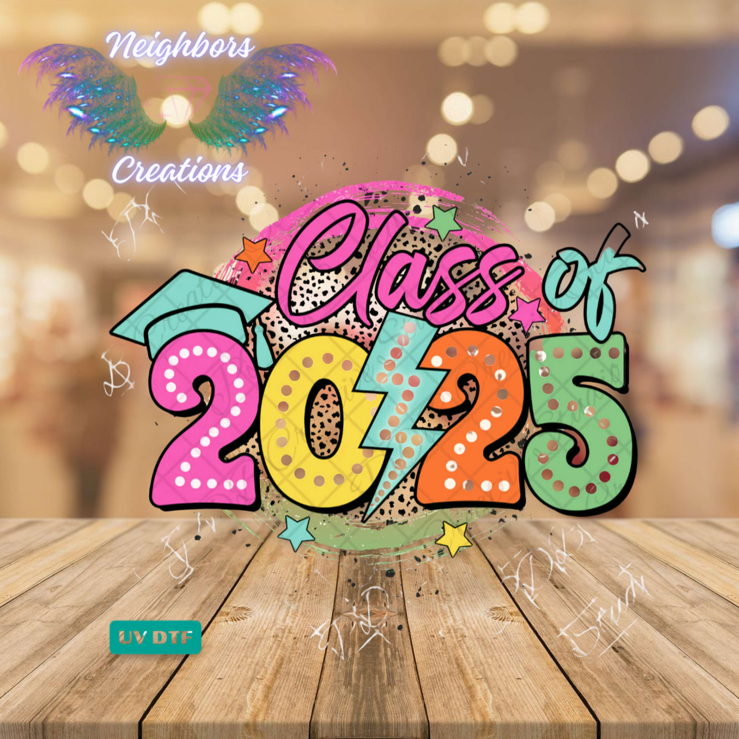 Class Of 2025 W Cap UVDTF colorful Decal - Graduation Custom Tumbler Orders Available