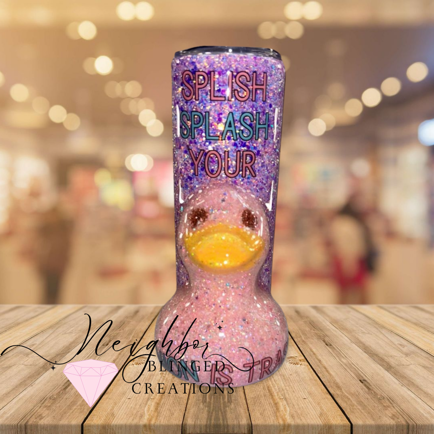 Handmade 20Oz Double Insulated Stainless Steel Sarcastically Duck Skully Tub Tumbler - Splish Splash Your Opinion Is Trash