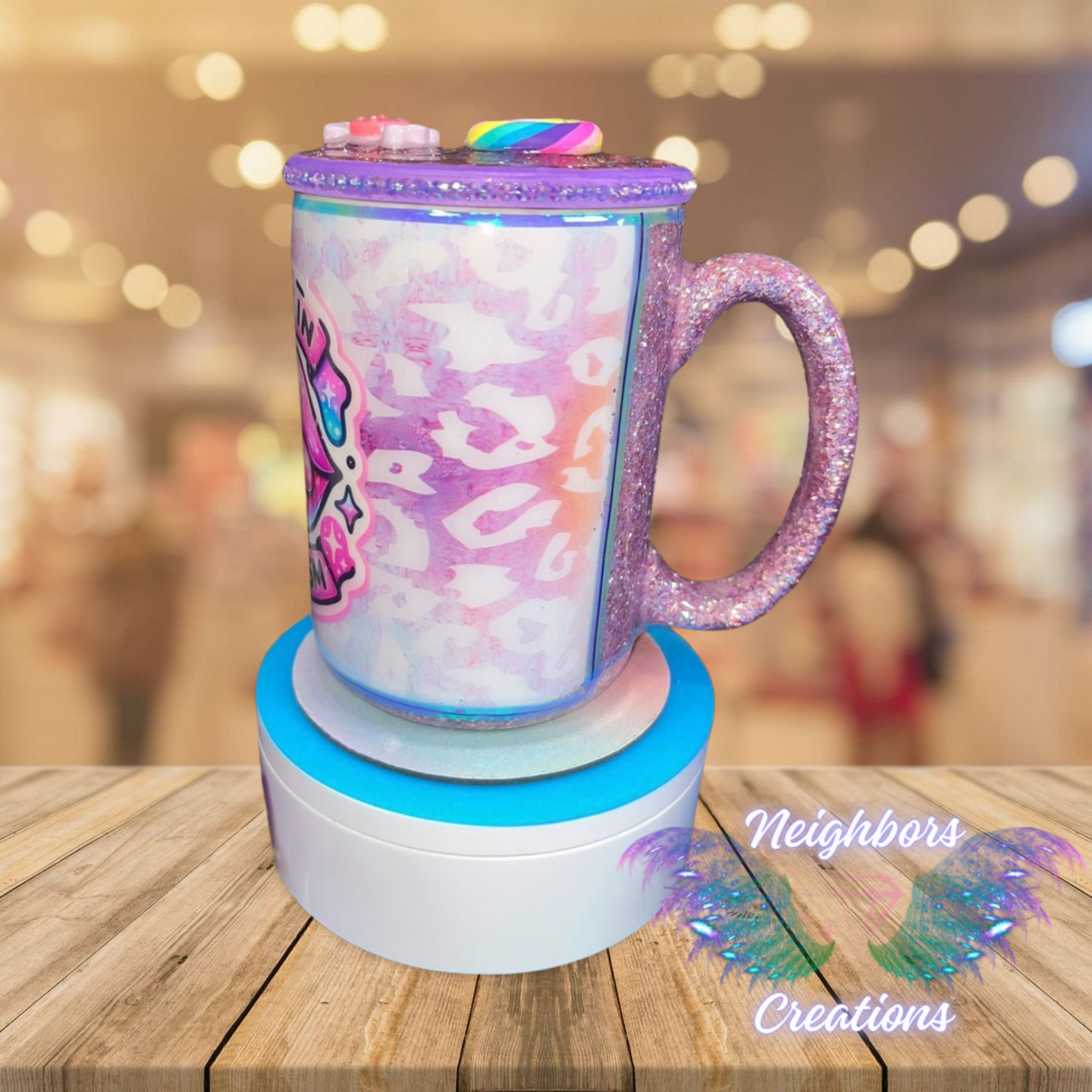 Animal Print Coffee Mug With Glitter W Sarcasm Saying