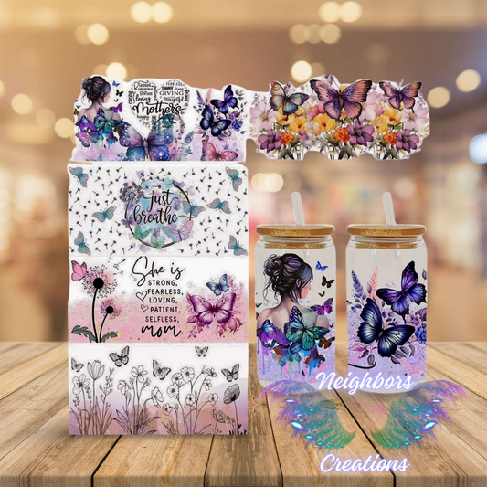 Floral & Butterflies UVDTF Wrap - ONE UVDTF WRAP PER ORDER - CUSTOM ORDERS ONLY