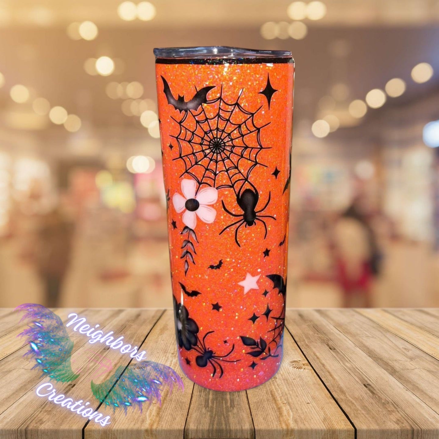 20 OZ Perfectly Wicked Orange N Black Glittered DBL INS Tumbler