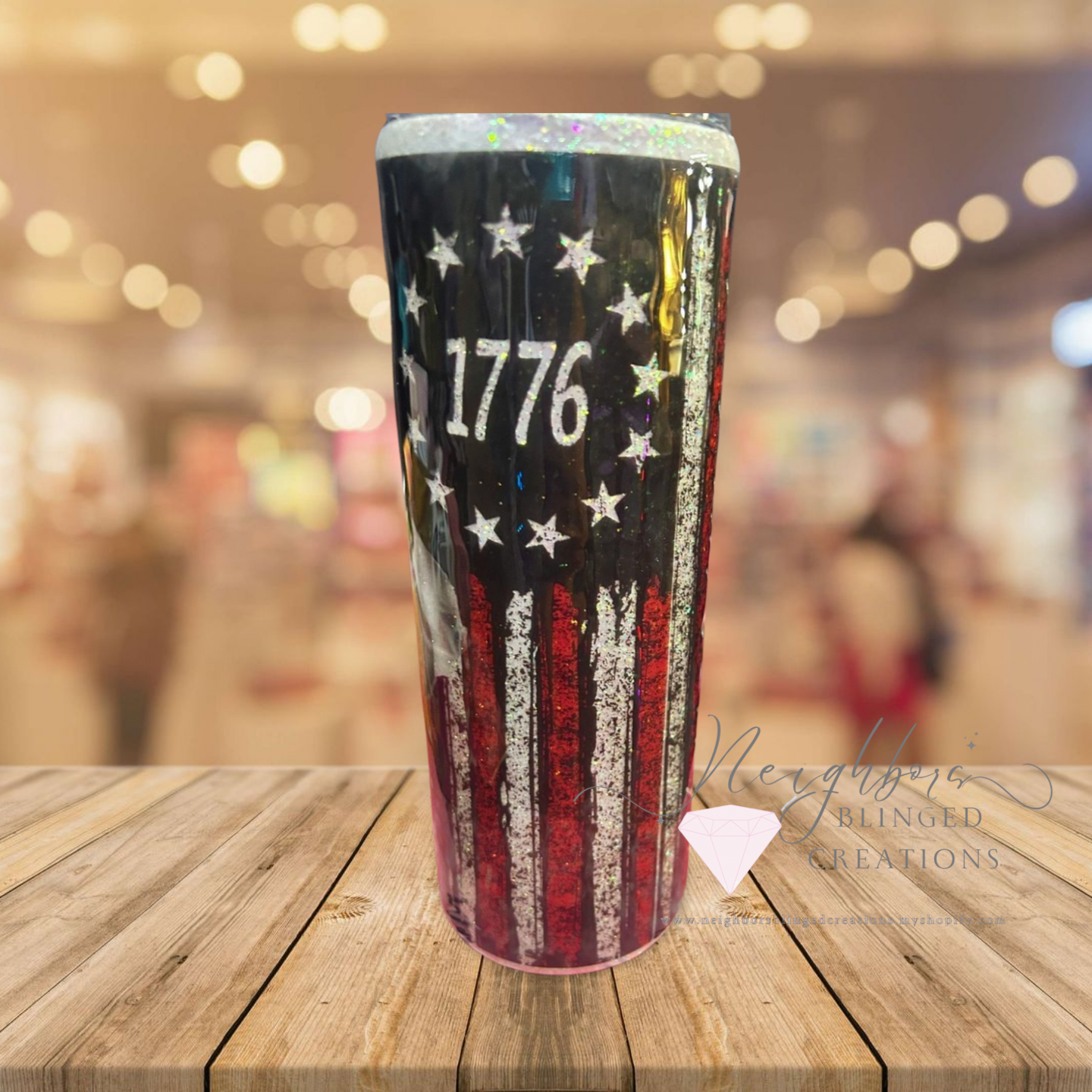 20oz Stainless Steel double insulated We the People American Bald Eagle Glittery tumbler