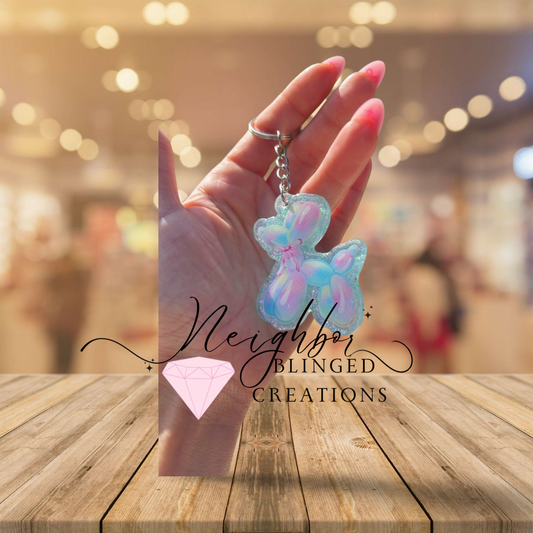 Acrylic Balloon Iridescent Dog Keychain