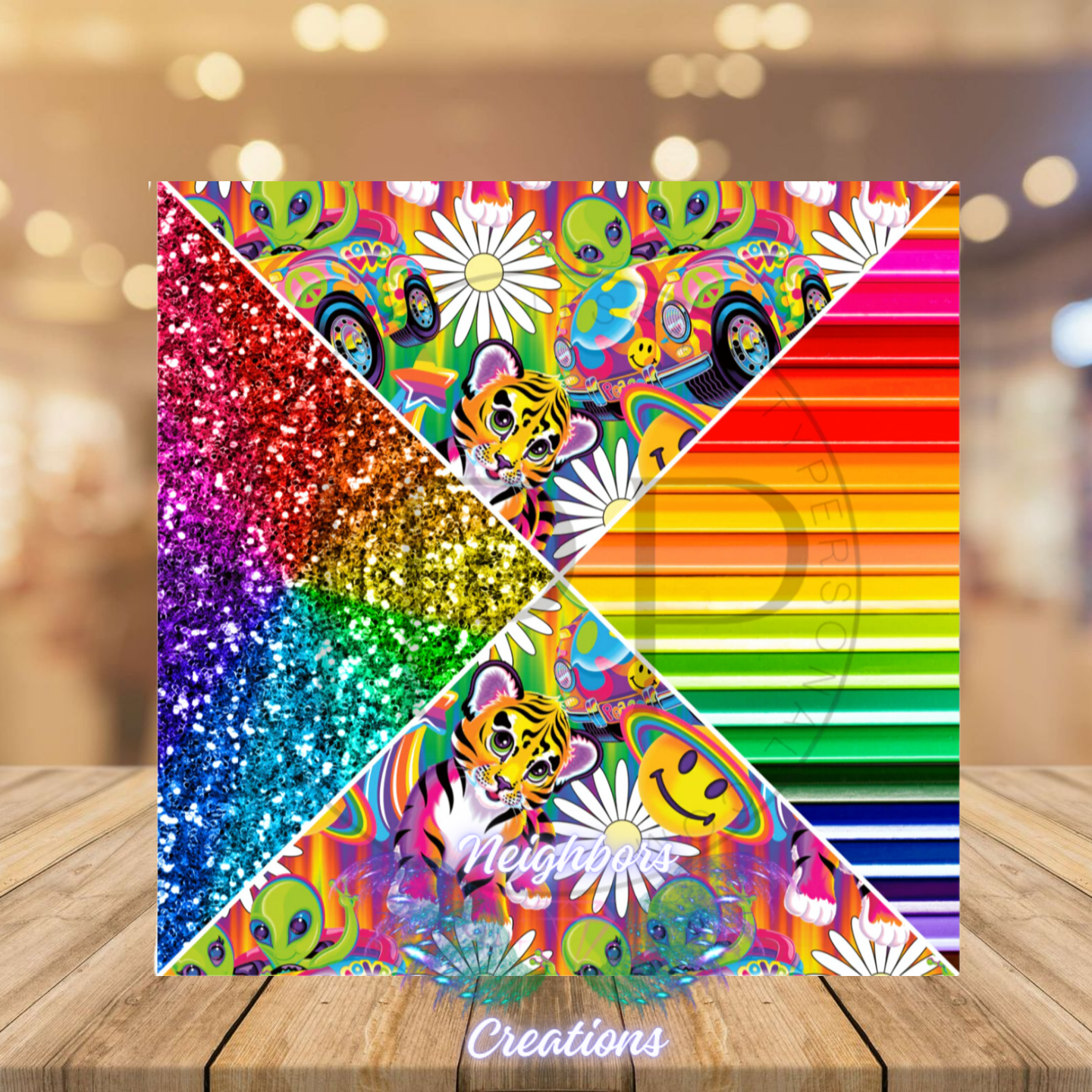 Lisa Frank Alien and Tiger Emoji 4 Split Boutique Vinyl