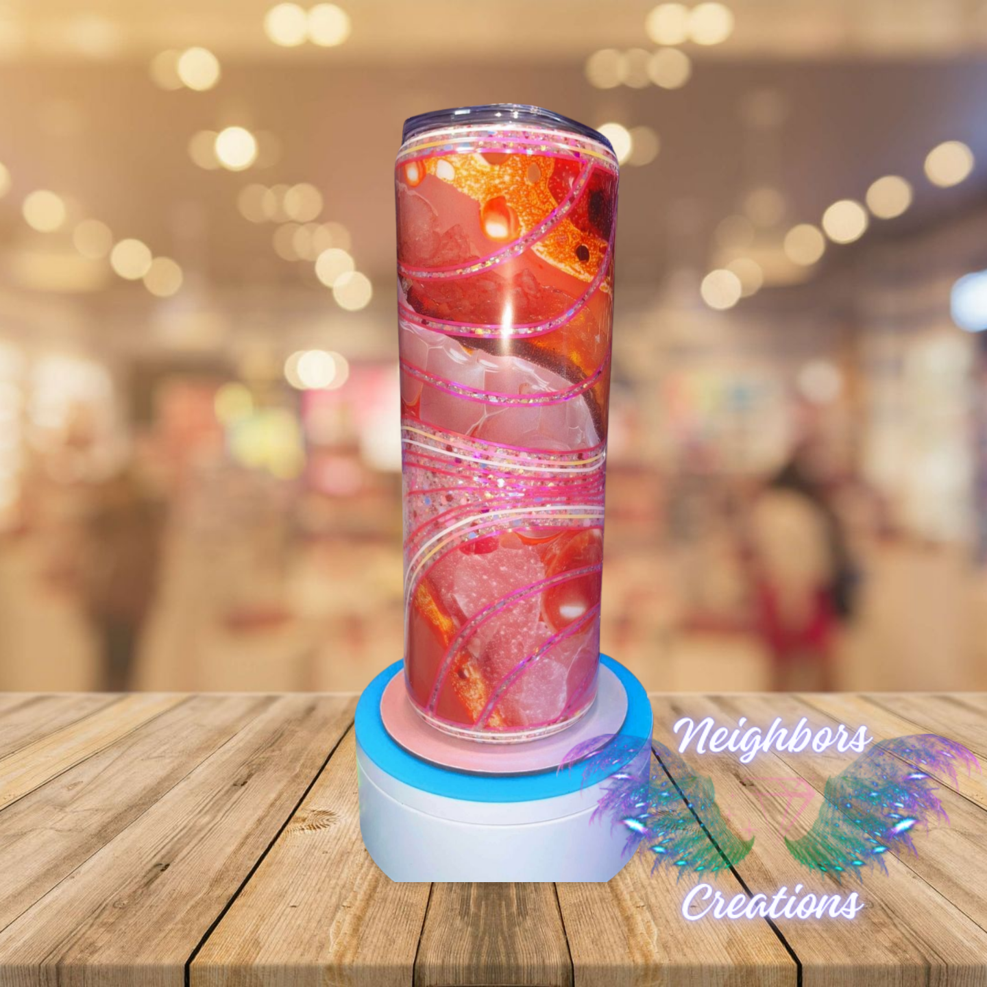 #18 - 20 OZ Horizontal Wavey Wave Glittered Tumbler