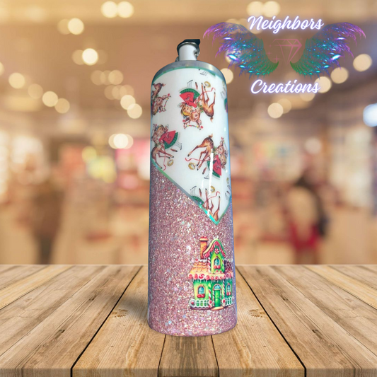 Custom 20 OZ DBL INS - Lil Girl & Deer V Split Glittered Tumbler