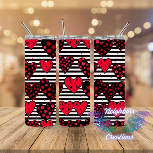 Valentines Polkadotted Hearts Sub Tumbler
