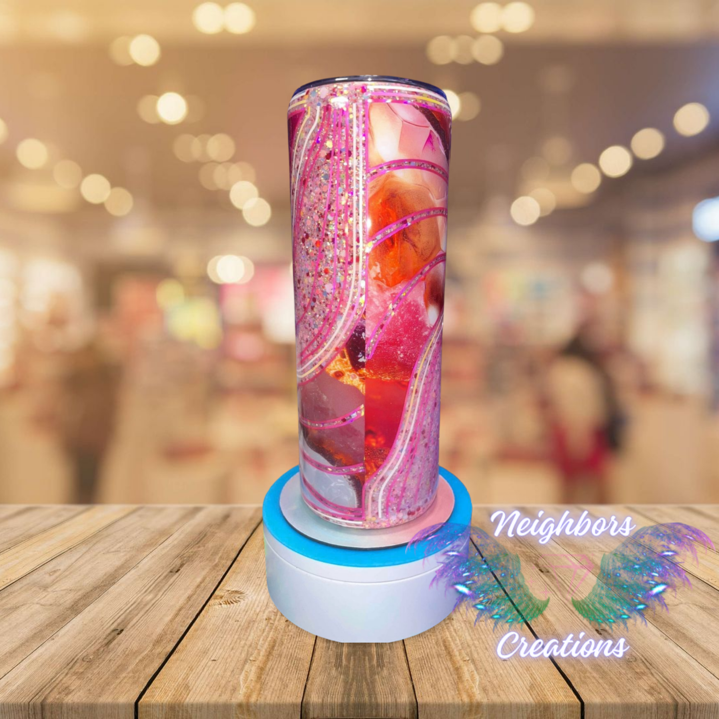 #18 - 20 OZ Horizontal Wavey Wave Glittered Tumbler