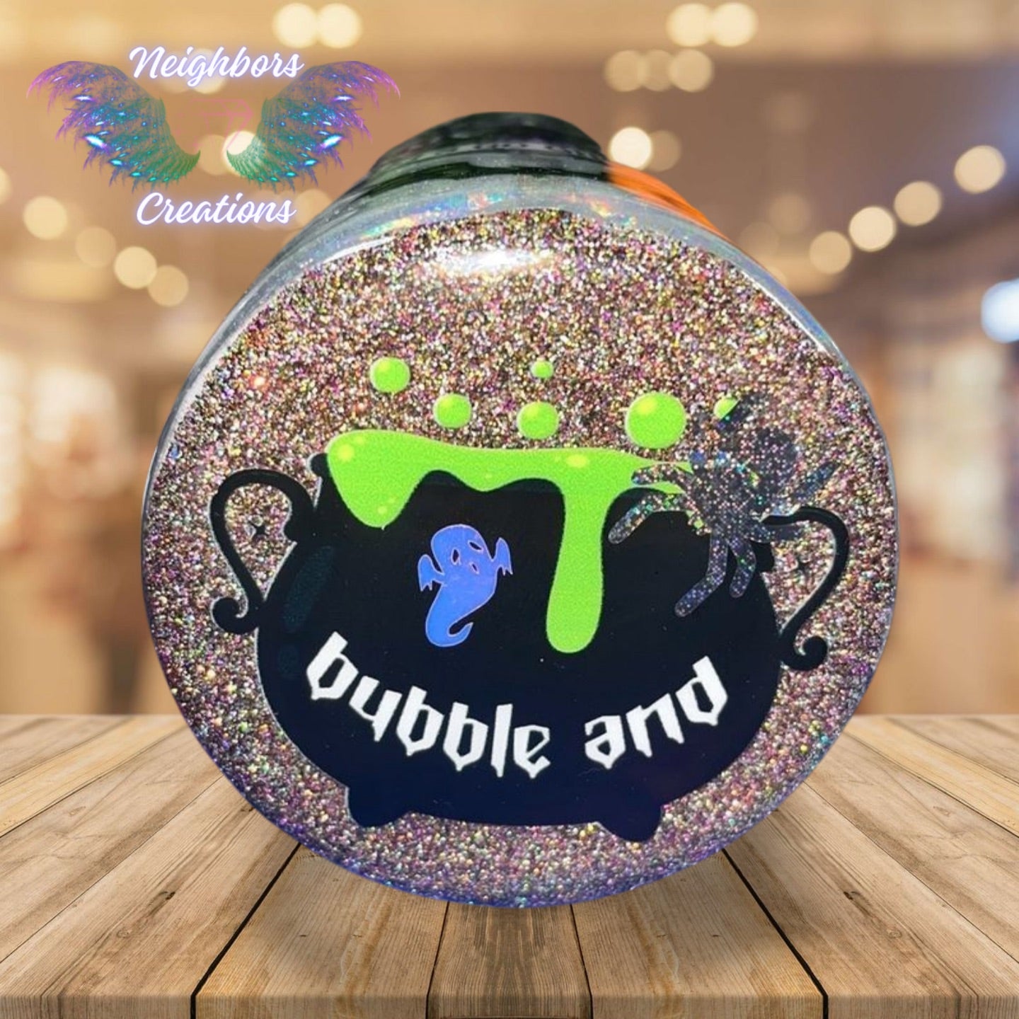 20 OZ Southwest V Split - Bubble of Trouble Ghouls Halloween Themed Glittered Tumbler With Custom Booty and Lid