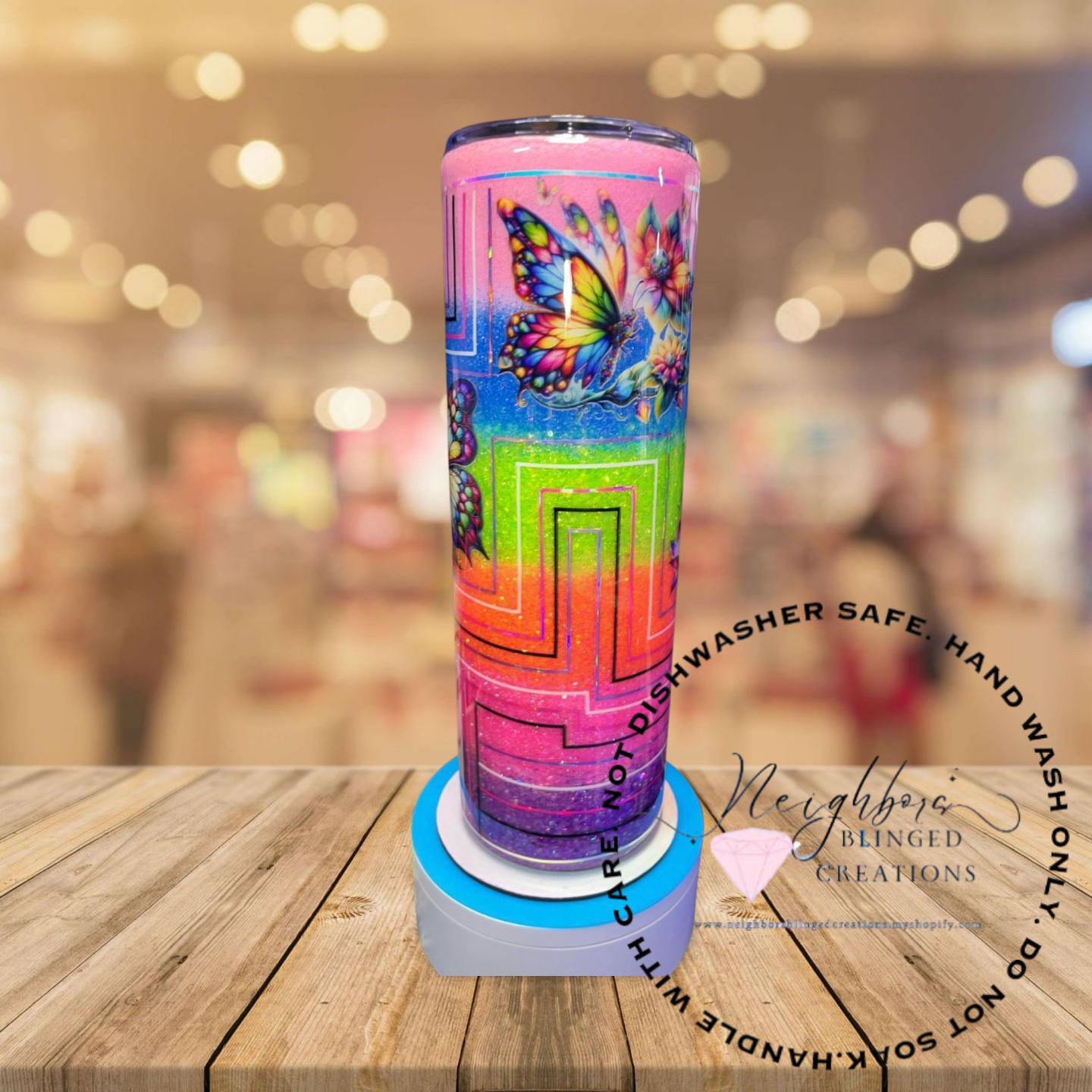 #9 - 30 ounce stainless steel double installed hog six colored ombre, butterfly, custom pin-strip, retro design