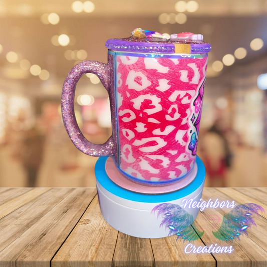 Animal Print Coffee Mug With Glitter W Sarcasm Saying