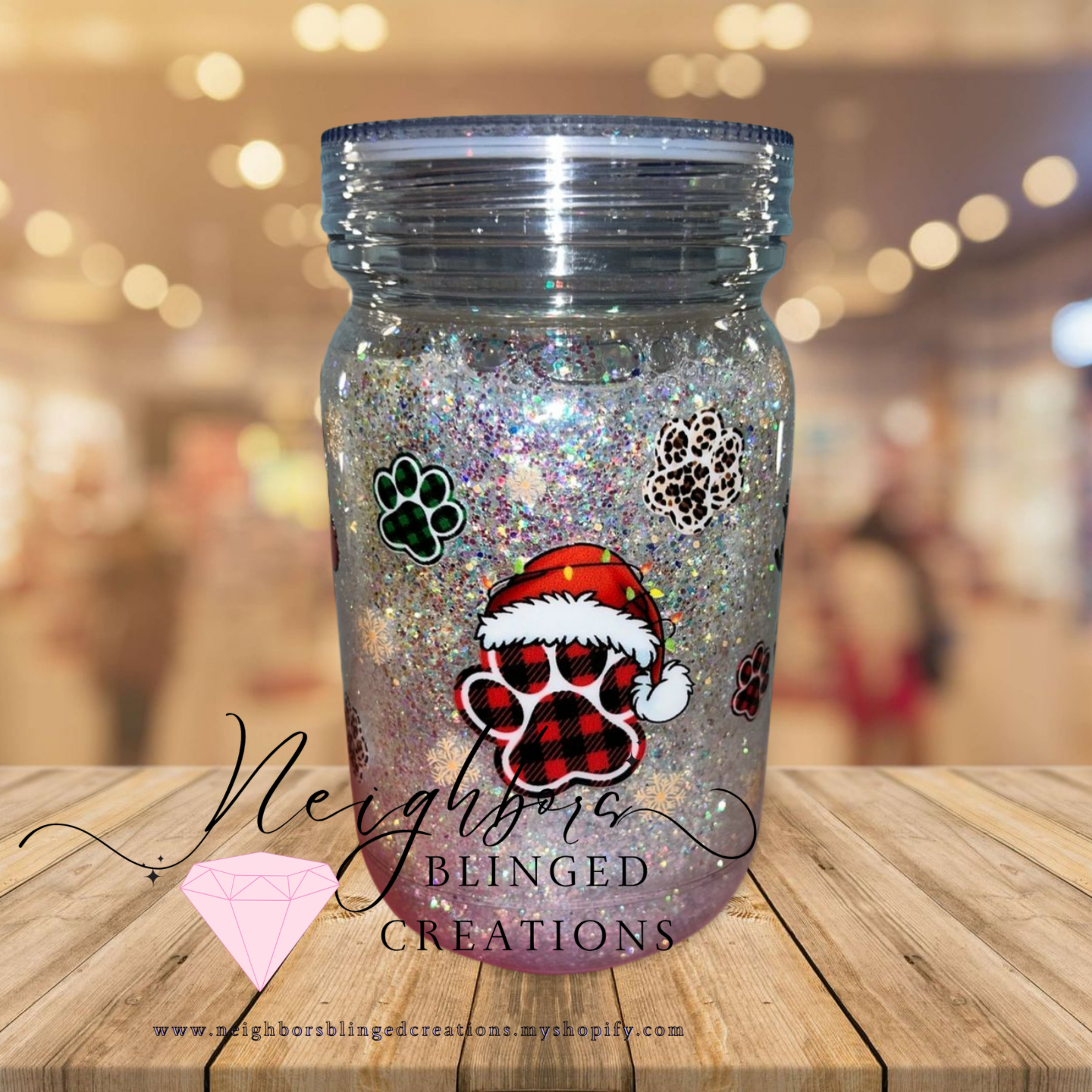 20oz Snowglobe Acrylic Mug W/ Dry Glitter Custom Mix