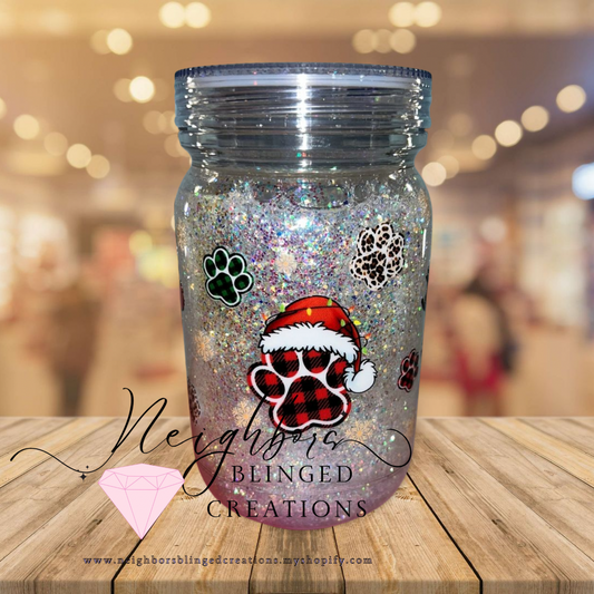 20oz Snowglobe Acrylic Mug W/ Dry Glitter Custom Mix
