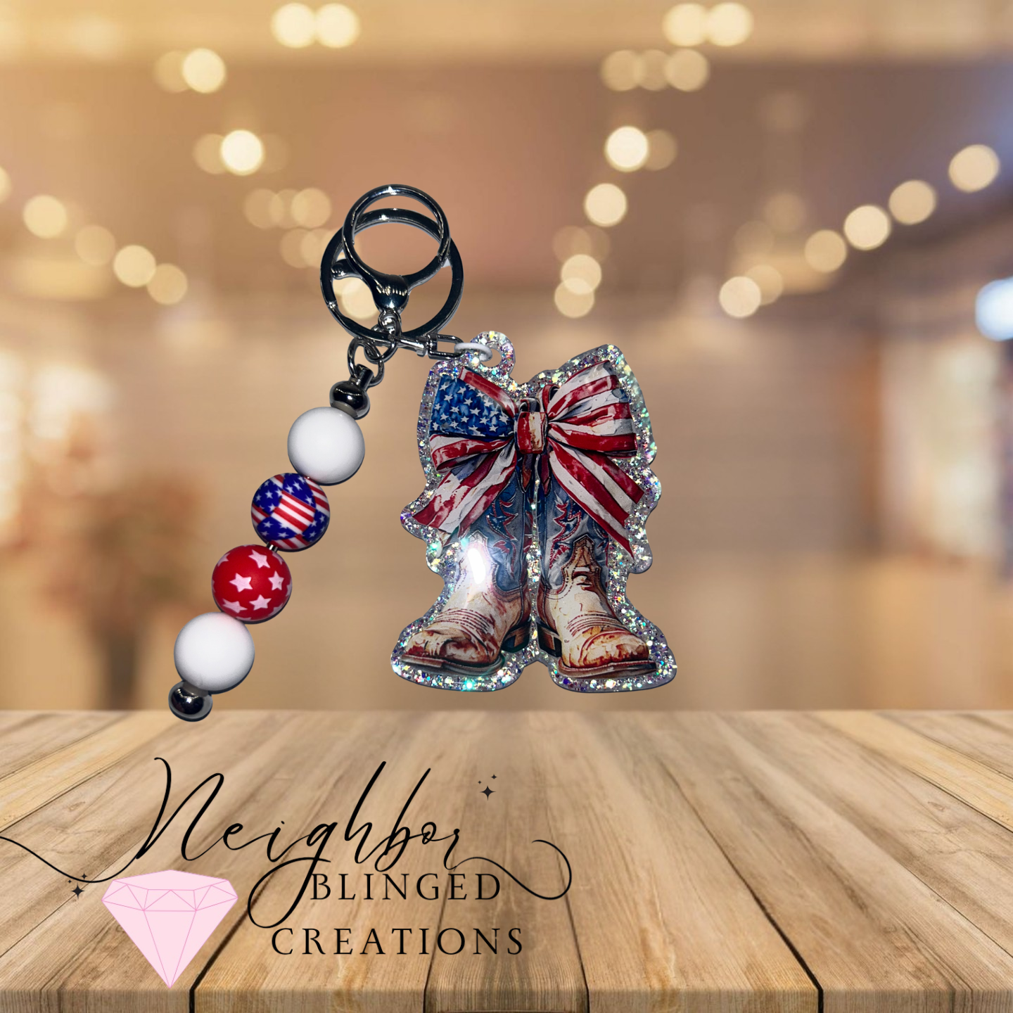 Handmade acrylic keychain - 
4th of July - Freedom Celebration Keychain - Boots N Bow