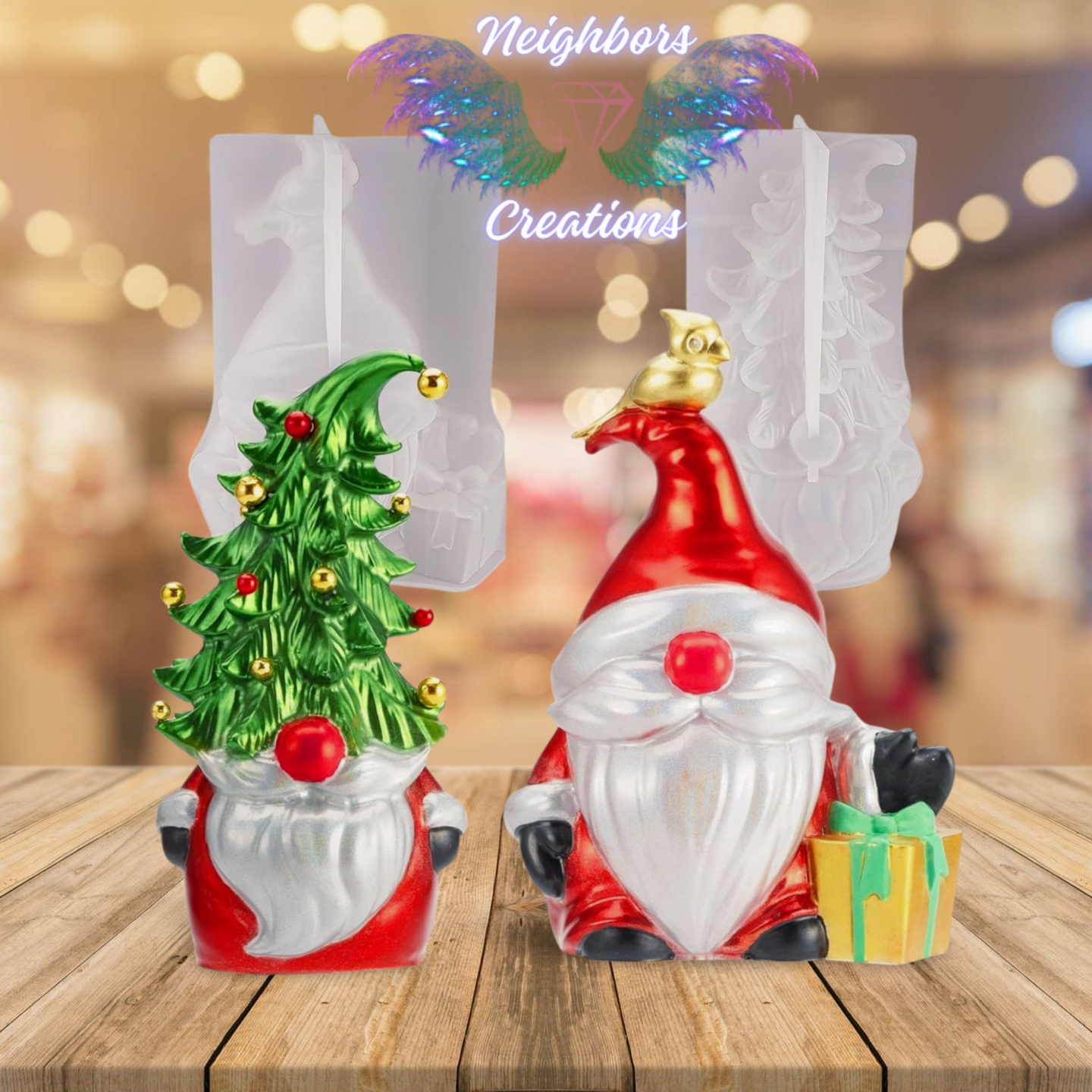 Cute Christmas gnome resin art - this would be for a custom order where you could pick your colors that you would like on the him or her