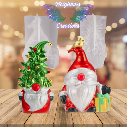 Cute Christmas gnome resin art - this would be for a custom order where you could pick your colors that you would like on the him or her