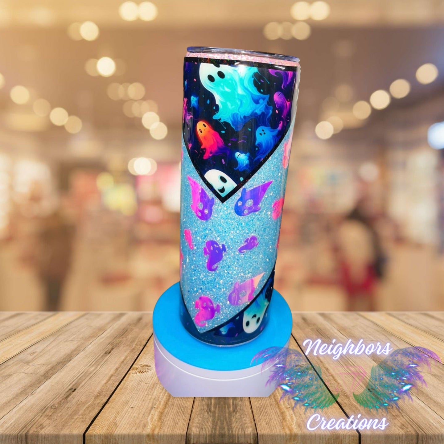 20 OZ Ghost Glittered V Split Glow N The Dark Tumbler