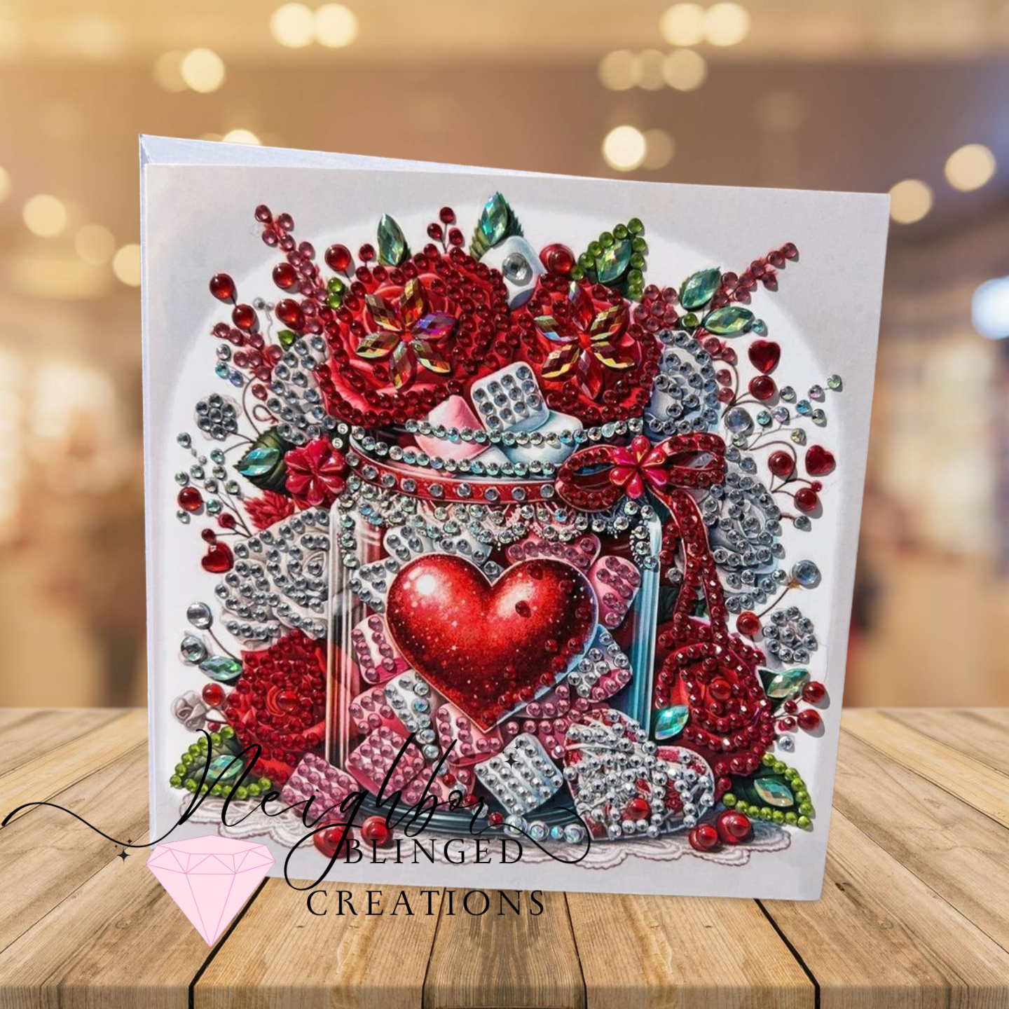 Valentines Day Diamond Painting greeting card - Jar of Love