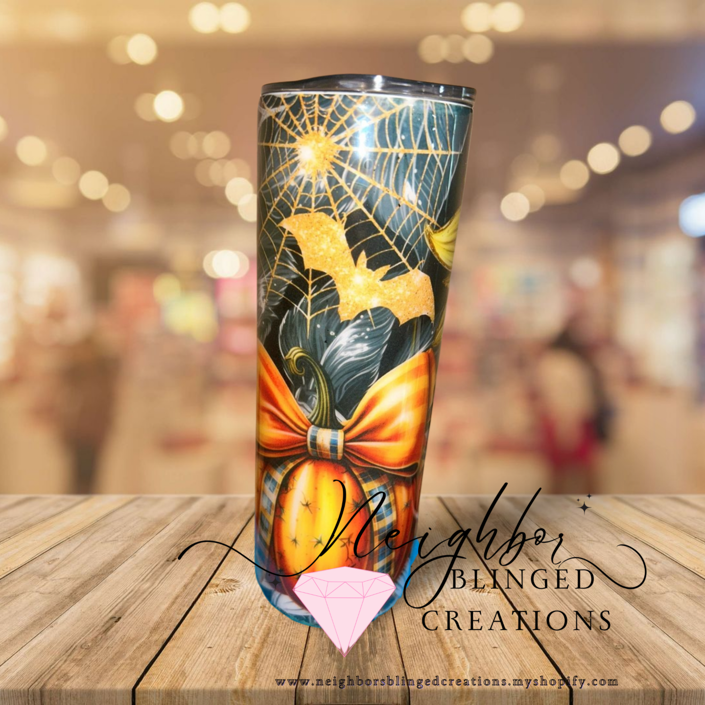 Handcrafted 20 ounce stainless steel double installed fall sparkle, spooky vibe Tumblr