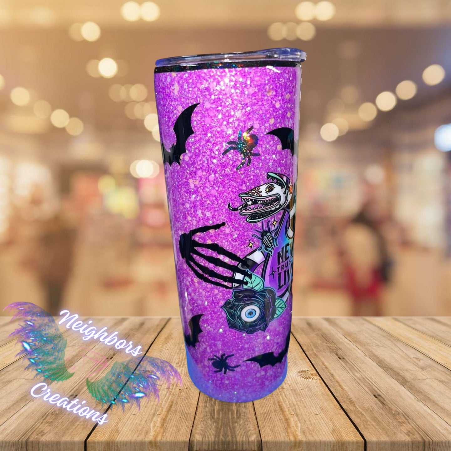 20 OZ Purple Full Glittered Spooky Tumbler