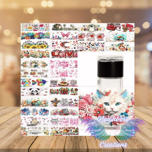 Floral N Animal UVDTF Wrap - ONE UVDTF WRAP PER CUSTOM ORDER - CUSTOM ORDERS ONLY