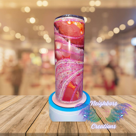 #18 - 20 OZ Horizontal Wavey Wave Glittered Tumbler