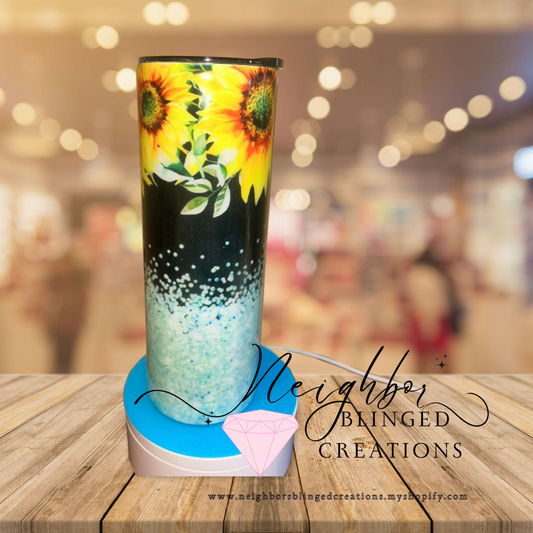20 ounce stainless steel double installed glittered hombre, sunflower, Tumblr handcrafted