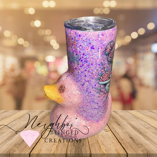 Handmade 20Oz Double Insulated Stainless Steel Sarcastically Duck Skully Tub Tumbler - Splish Splash Your Opinion Is Trash