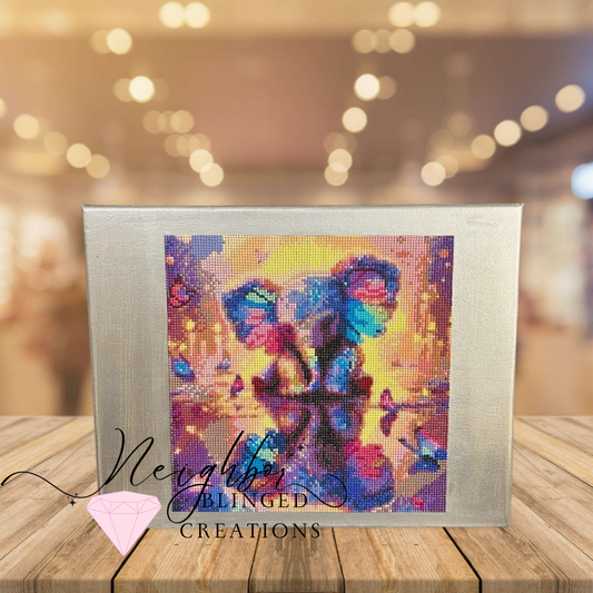35x45 Silver base- Elegant Elephant design with Butterflys Diamond painting