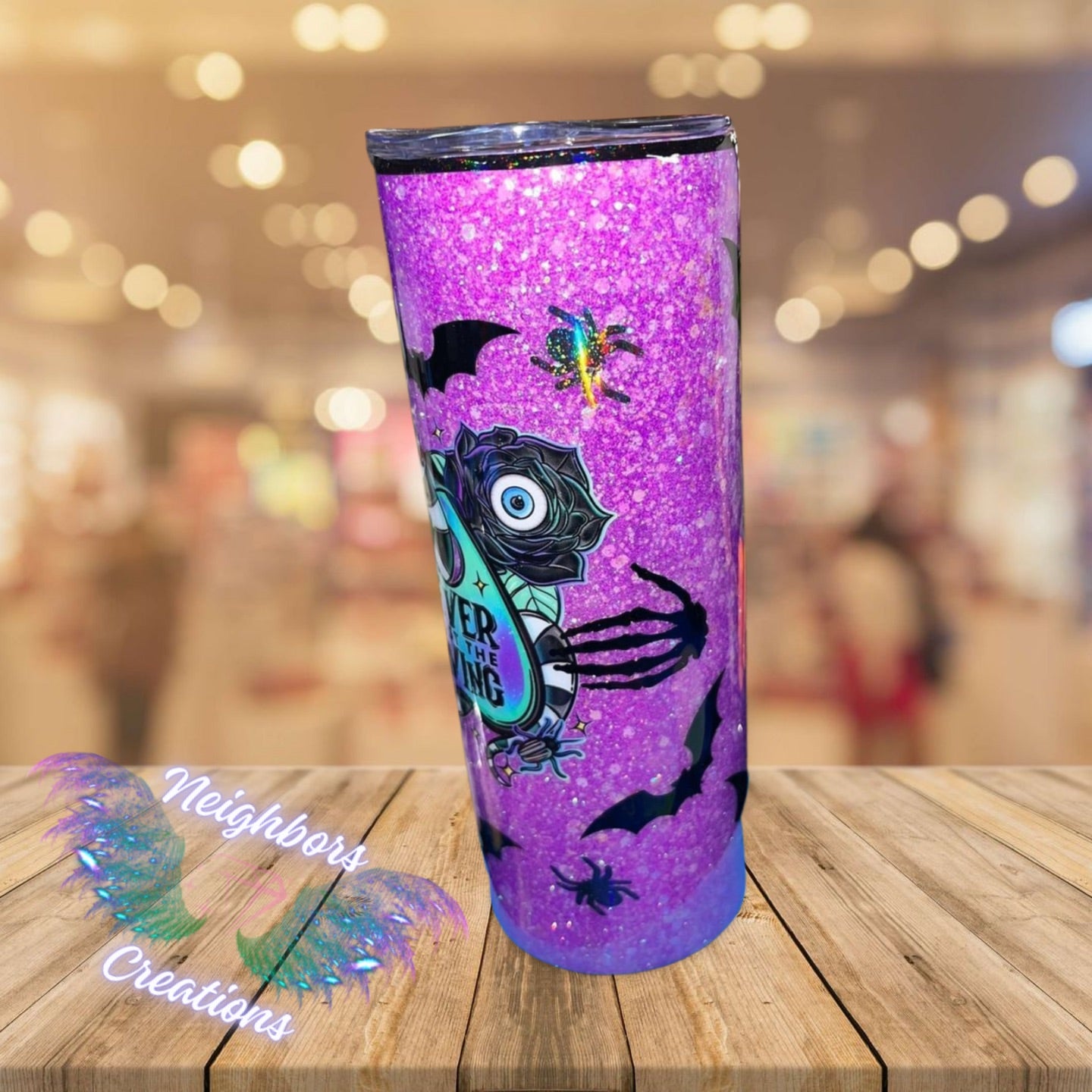 20 OZ Purple Full Glittered Spooky Tumbler