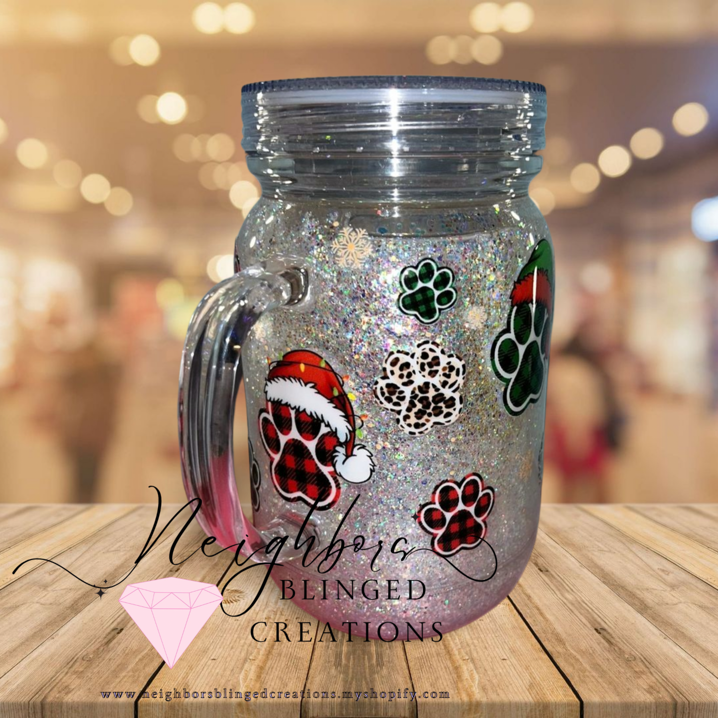 20oz Snowglobe Acrylic Mug W/ Dry Glitter Custom Mix