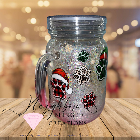20oz Snowglobe Acrylic Mug W/ Dry Glitter Custom Mix