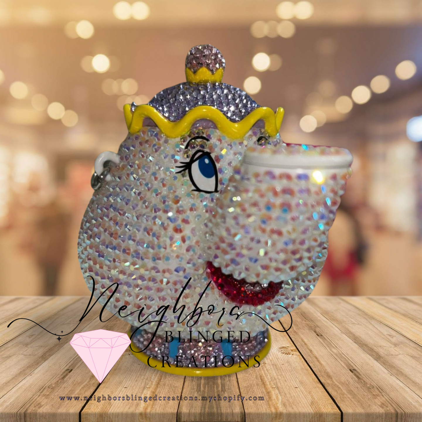 Hand bedazzled fully functional Mrs.Pots Candy Case
