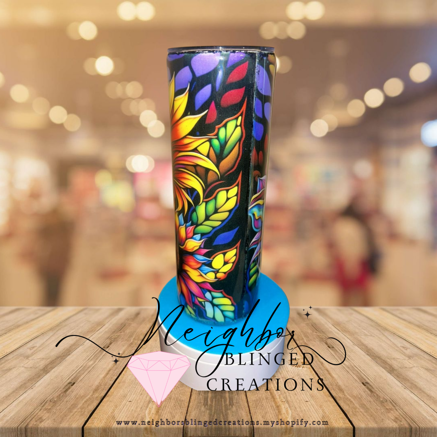 Handcrafted 20 ounce stainless steel double installed bright vibrant floral Tumblr
