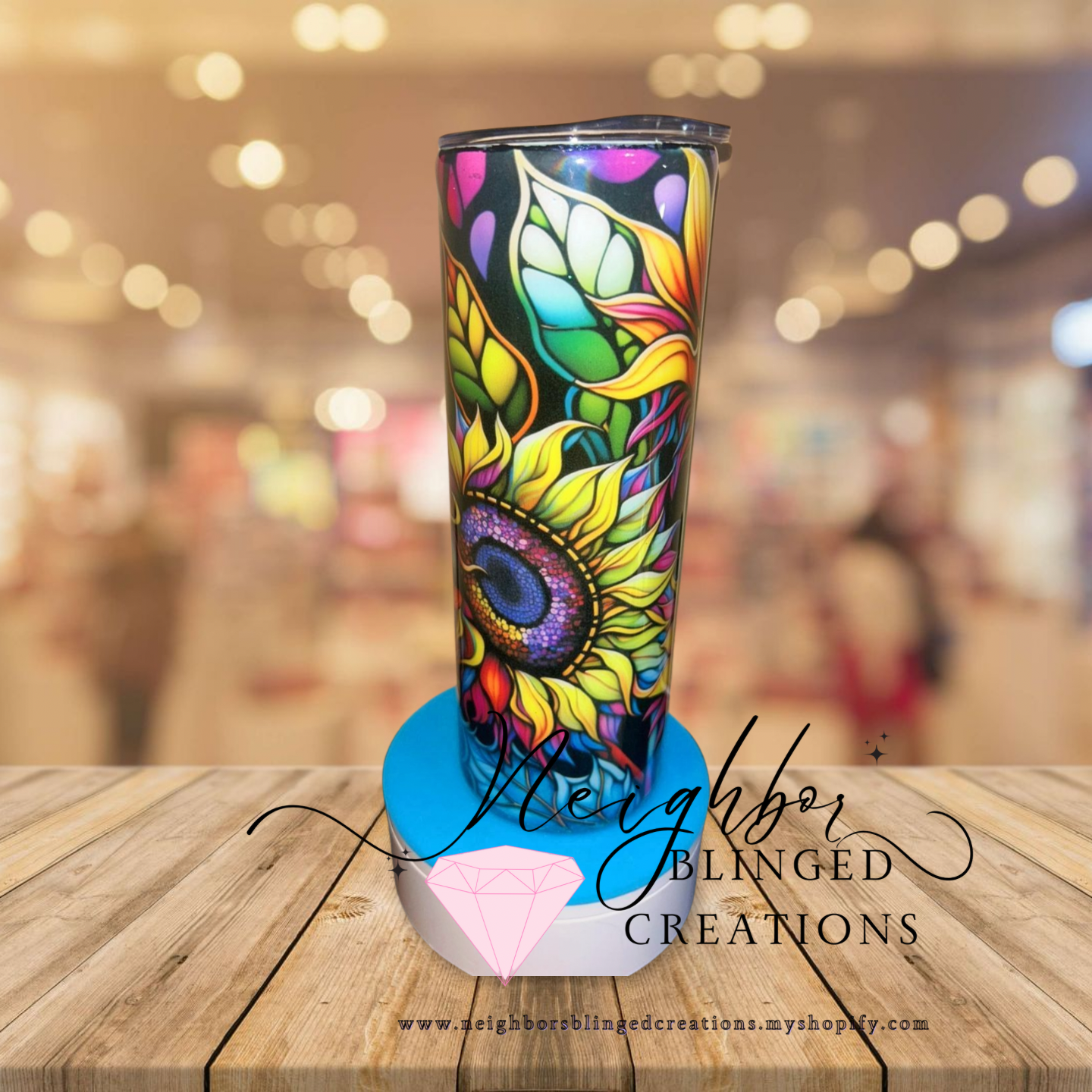 Handcrafted 20 ounce stainless steel double installed bright vibrant floral Tumblr