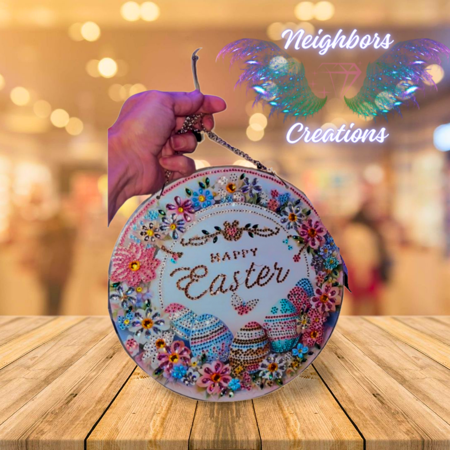 Acrylic Easter Bedazzled Door Hanger