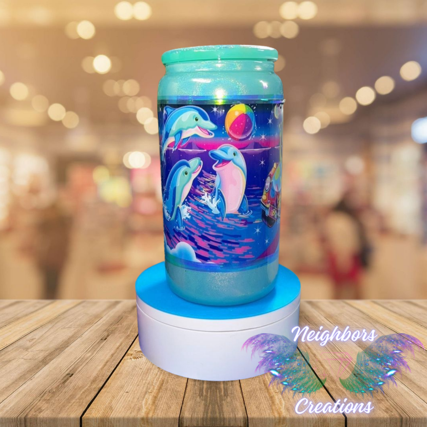 #16 - 10 OZ DBL INS Glass Glittered Cartoon Cup With Custom Lid to Match