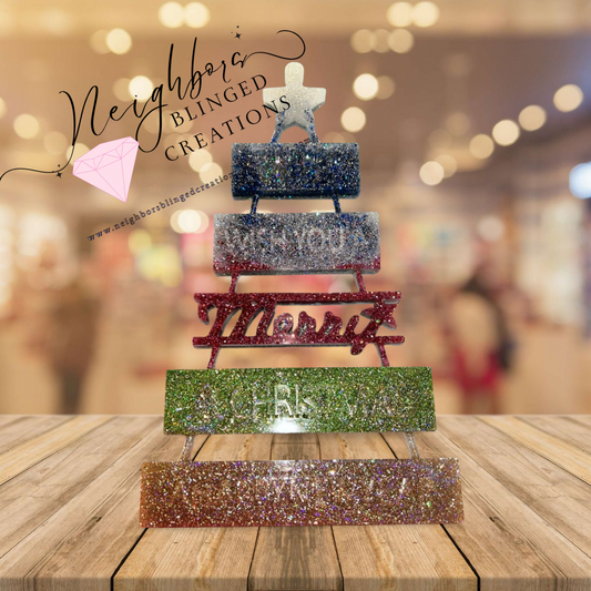Six tiered custom handcrafted, epoxied Christmas and New Year’s sign_2