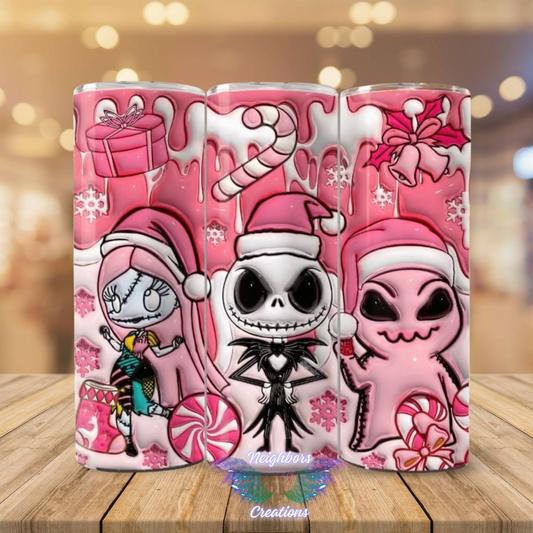 Cute N Spooky Pink Christmas Themed 20OZ DBL INS Tumbler