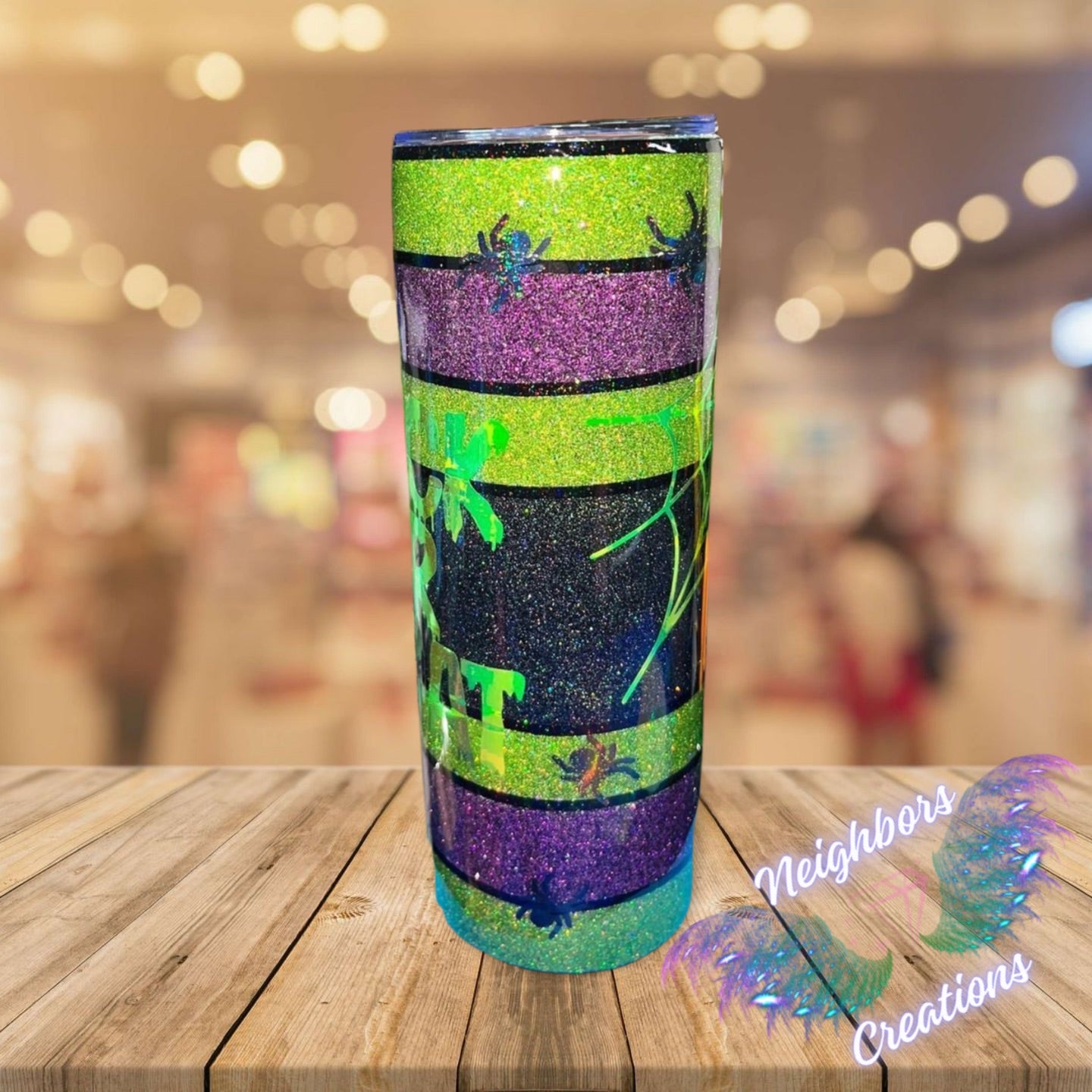 20 OZ Glittered Trick OR Treat Halloween Spider Themed Tumbler