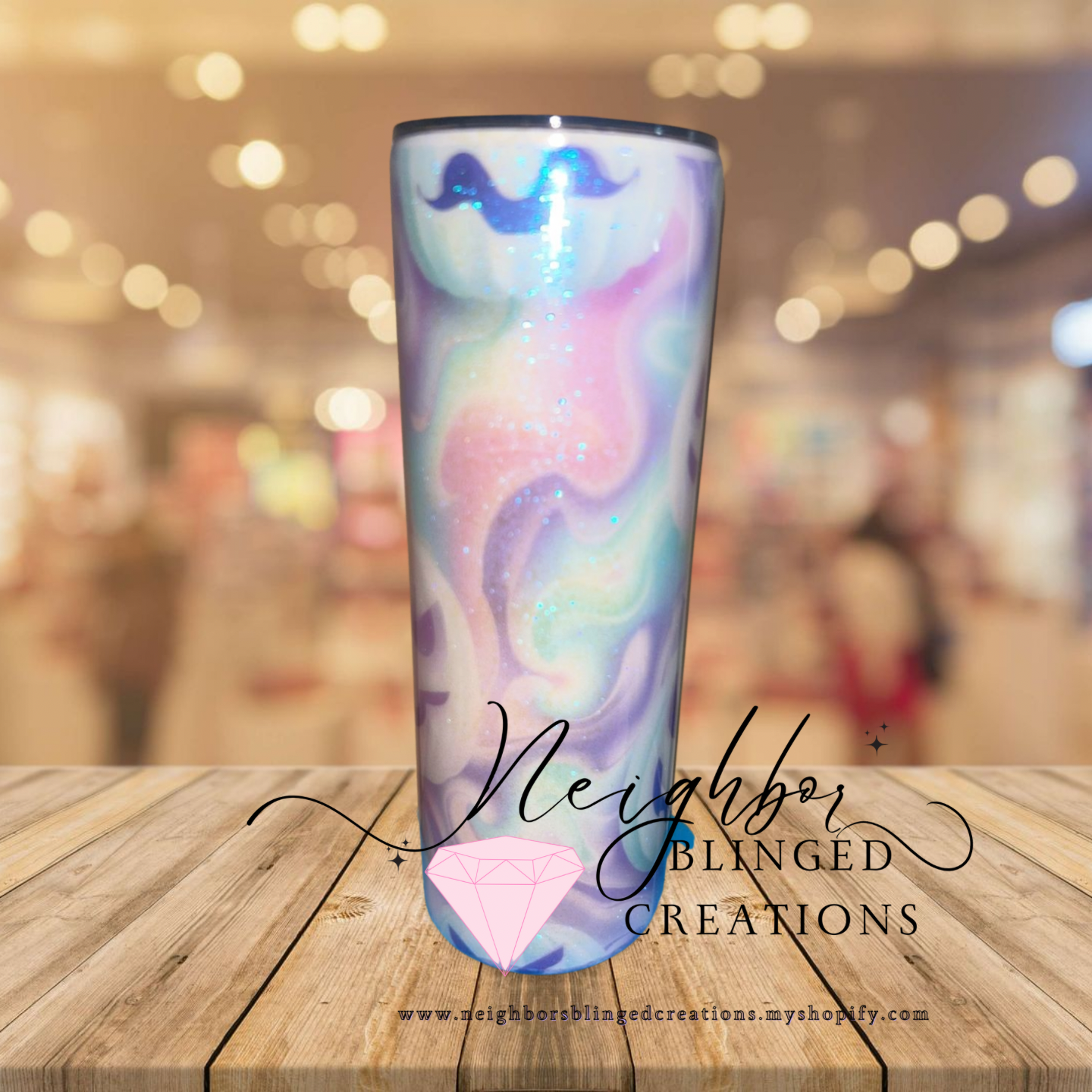 Handcrafted 20 ounce stainless steel holographic spooky swirl ghost Tumblr ￼