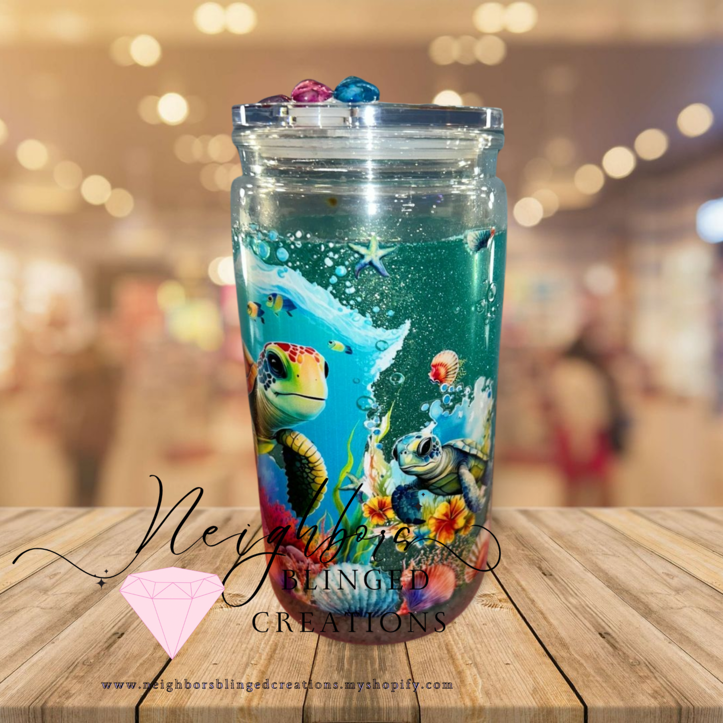 15oz Snowglobe Ocean Acrylic CupW Custom elements