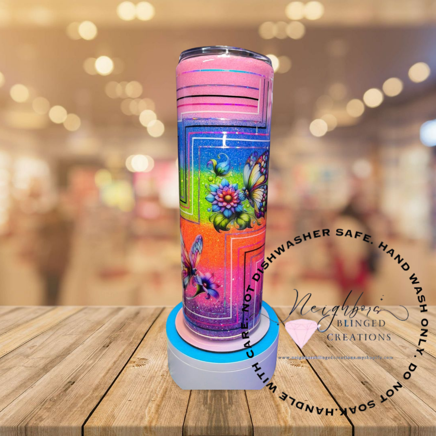#9 - 30 ounce stainless steel double installed hog six colored ombre, butterfly, custom pin-strip, retro design
