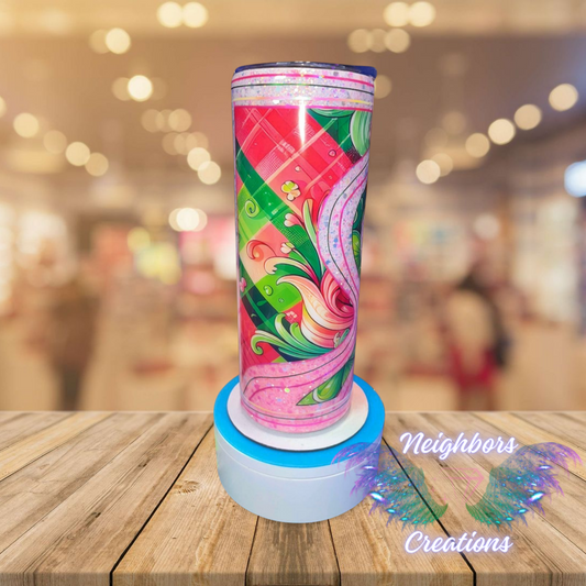 #20 - 20 oz St. Patricks Day Glittered Vertical Wavey Wave Tumbler