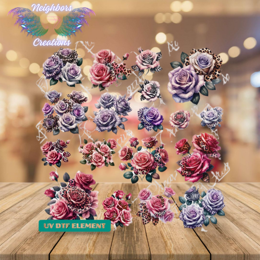 Floral UV DTF Elements Decal