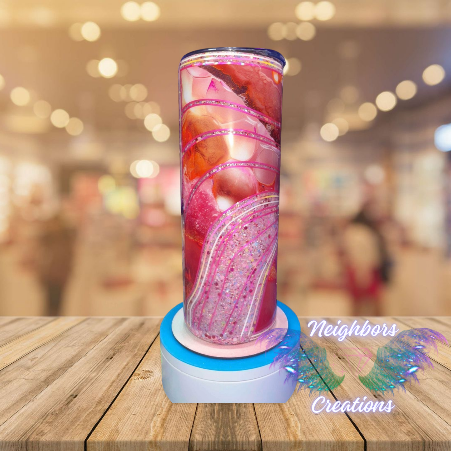 #18 - 20 OZ Horizontal Wavey Wave Glittered Tumbler