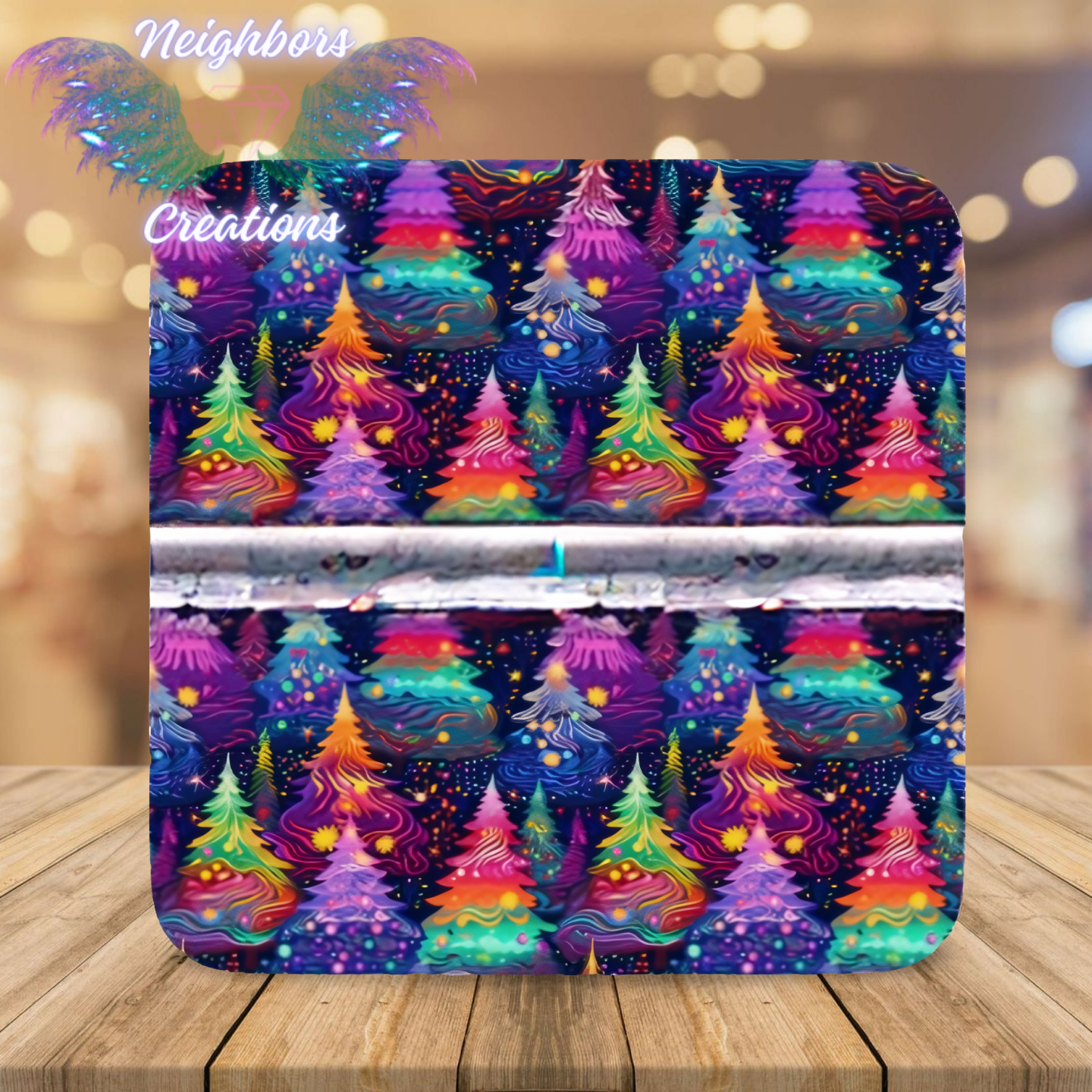 Blue background Colorful Bright Trees Boutique Vinyl