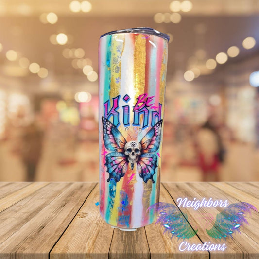 #15 - 20 OZ Patina Style BE Kind Butterfly Tumbler